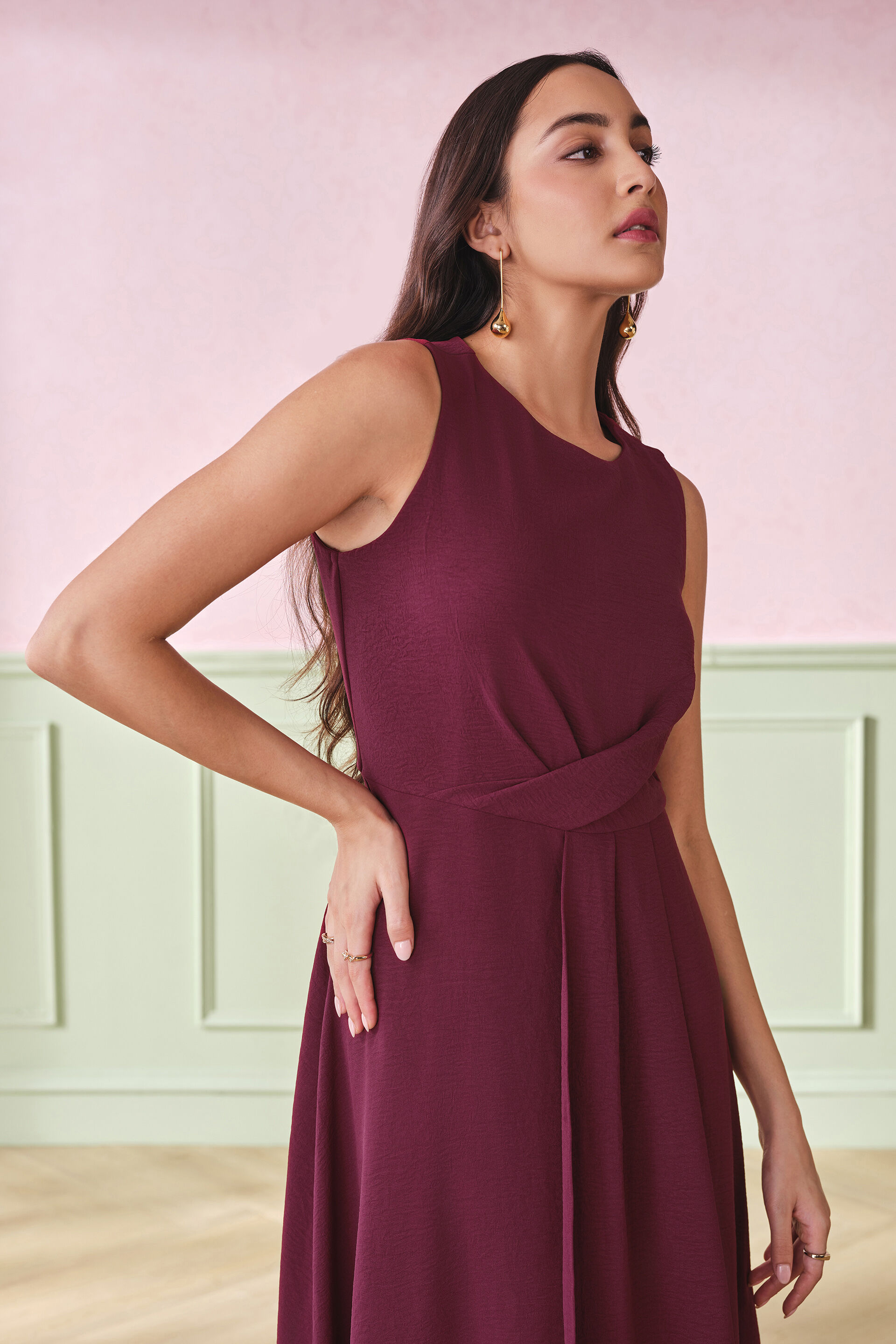 Rumba Maroon Midi Dress